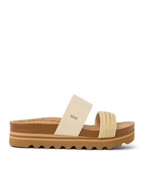 Reef Women’s Cream and Tan Platform Slide Sandals